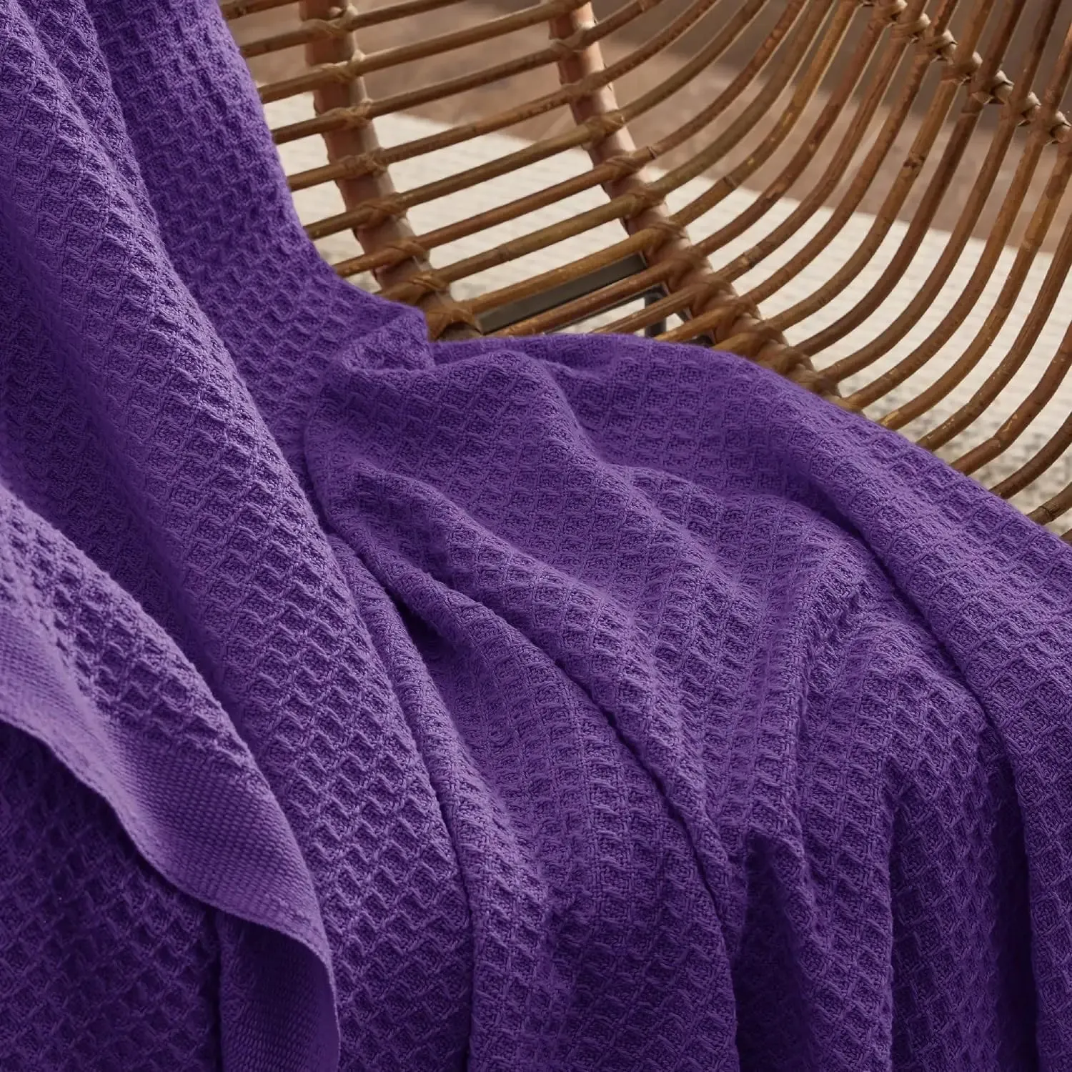 Bedsure 100% Cotton Waffle Weave Lightweight Blanket