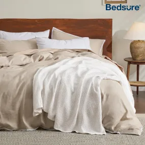 Bedsure 100% Cotton Waffle Weave Lightweight Blanket