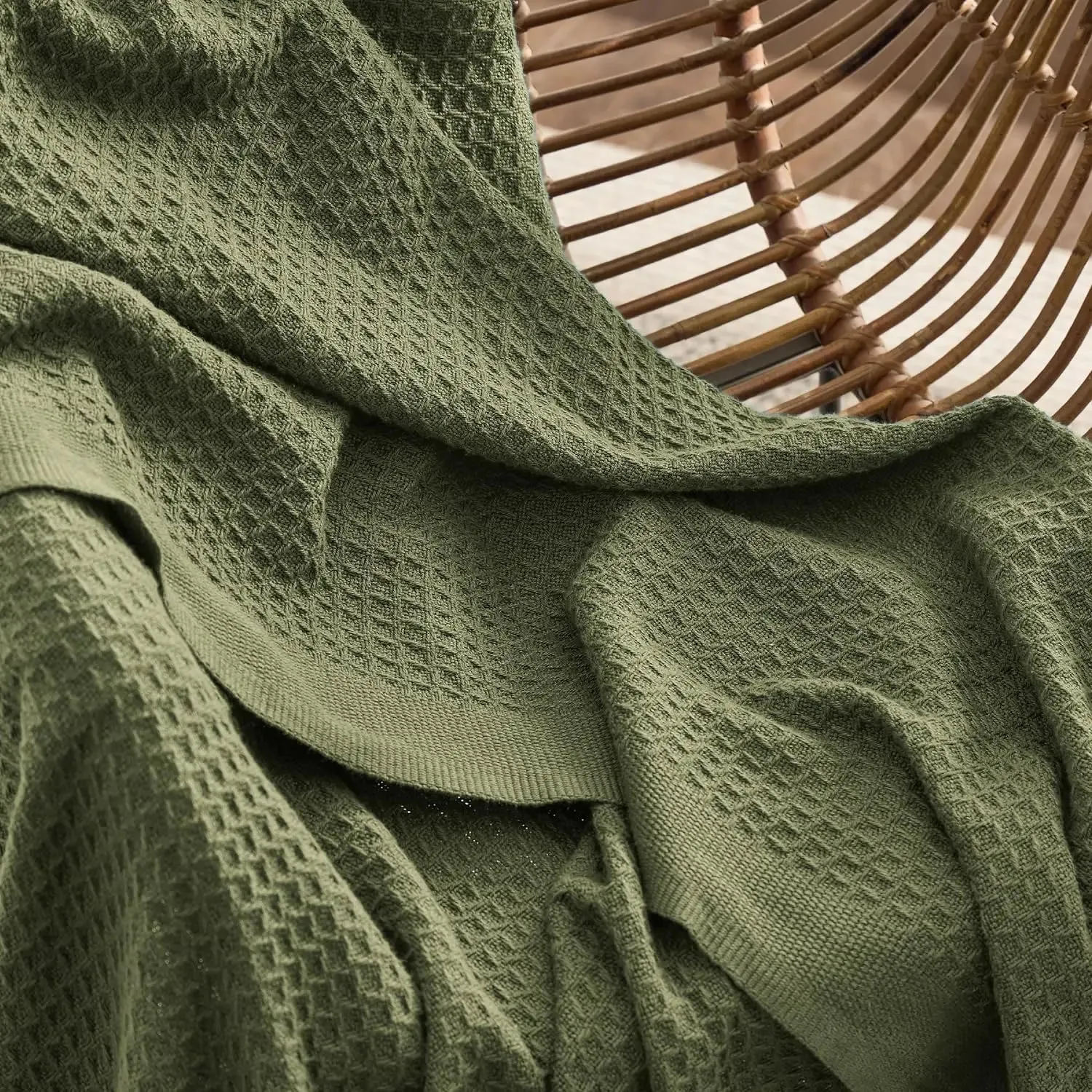 Bedsure 100% Cotton Waffle Weave Lightweight Blanket