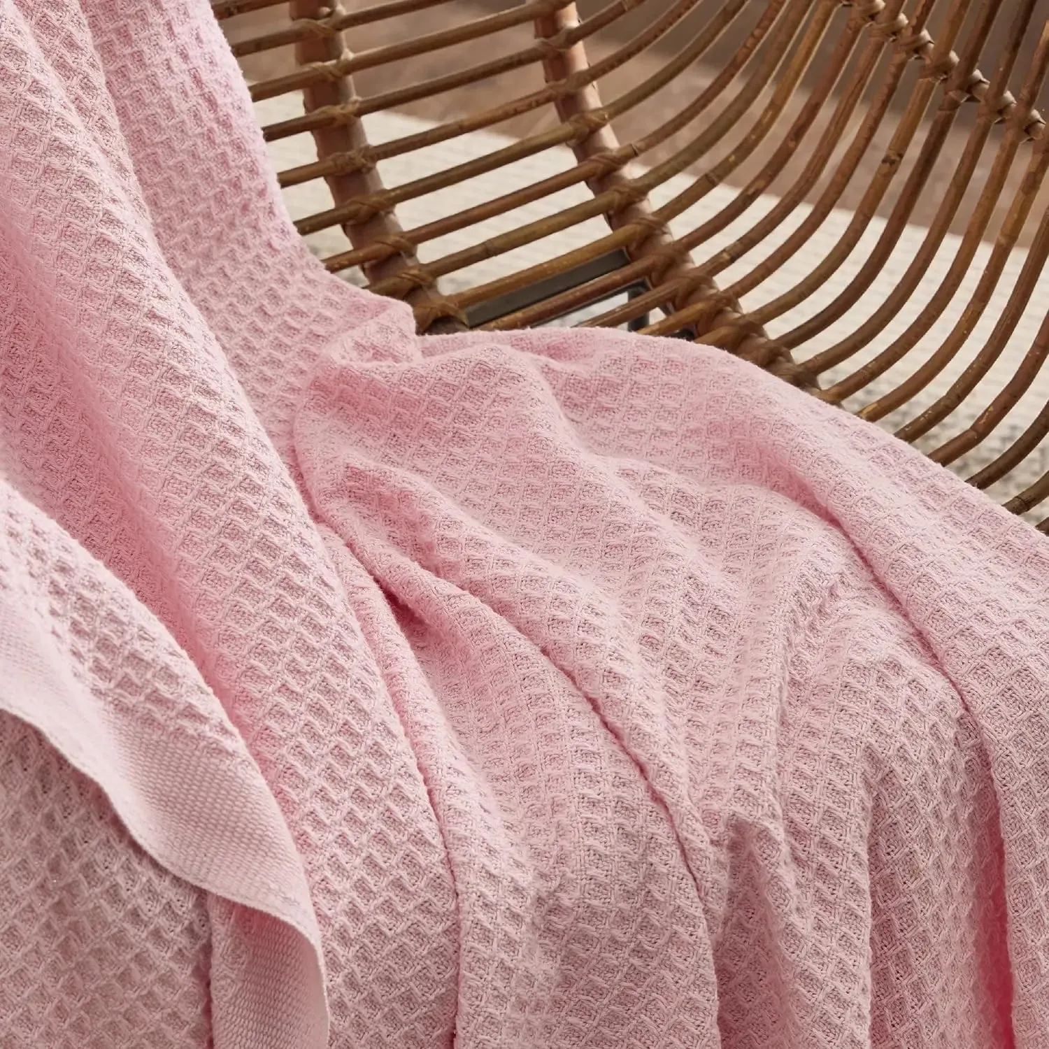 Bedsure 100% Cotton Waffle Weave Lightweight Blanket