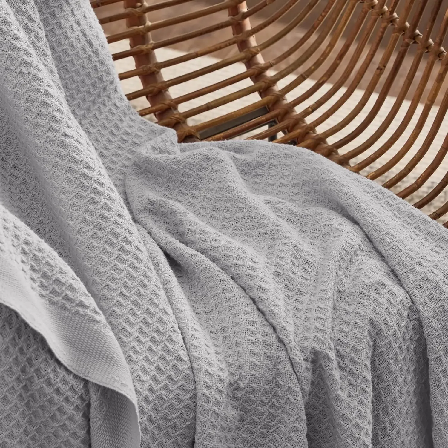 Bedsure 100% Cotton Waffle Weave Lightweight Blanket