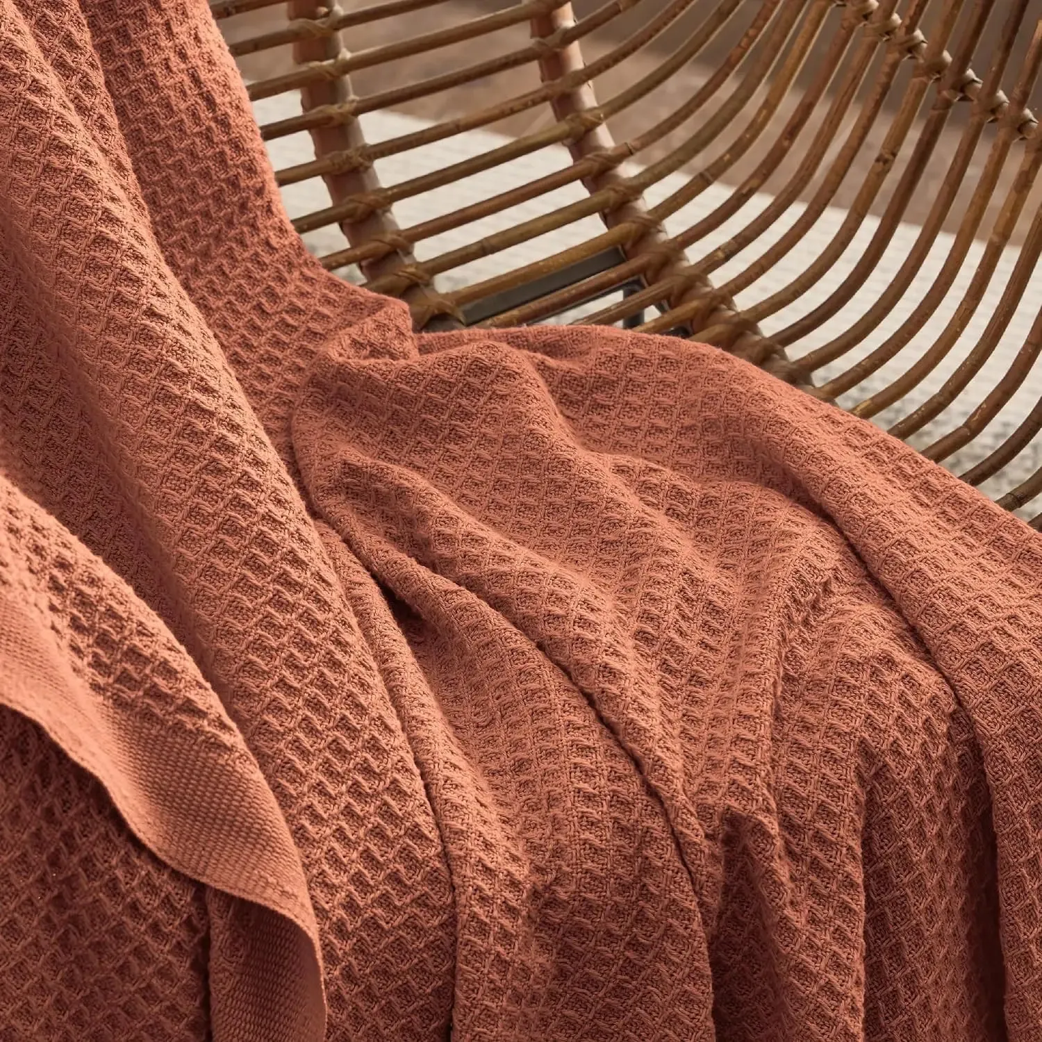 Bedsure 100% Cotton Waffle Weave Lightweight Blanket