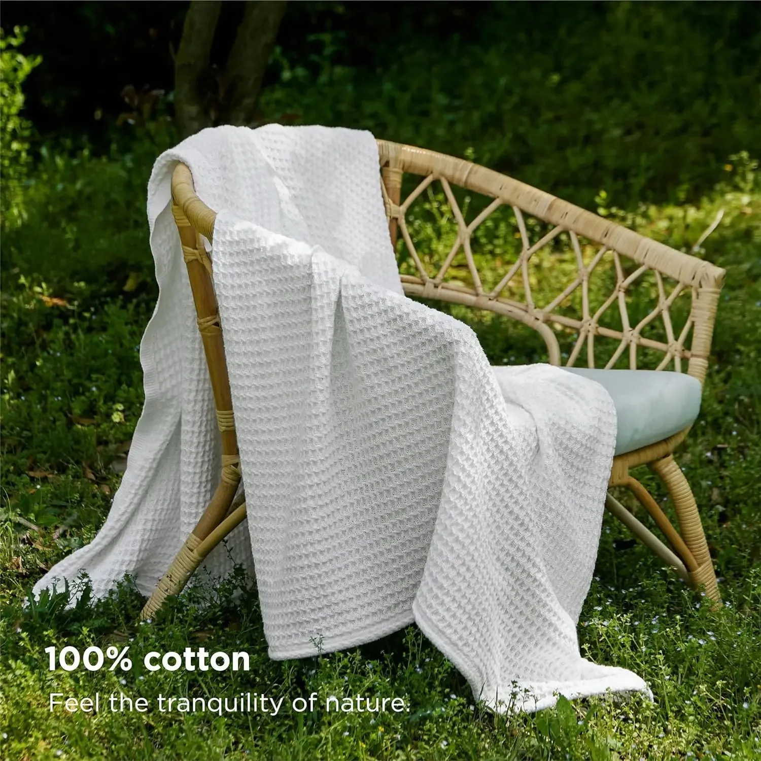 Bedsure 100% Cotton Waffle Weave Lightweight Blanket