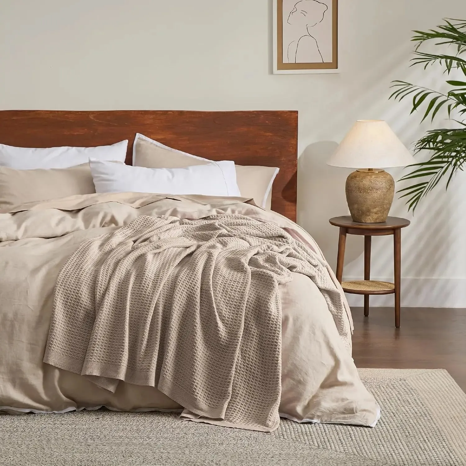 Bedsure 100% Cotton Waffle Weave Lightweight Blanket