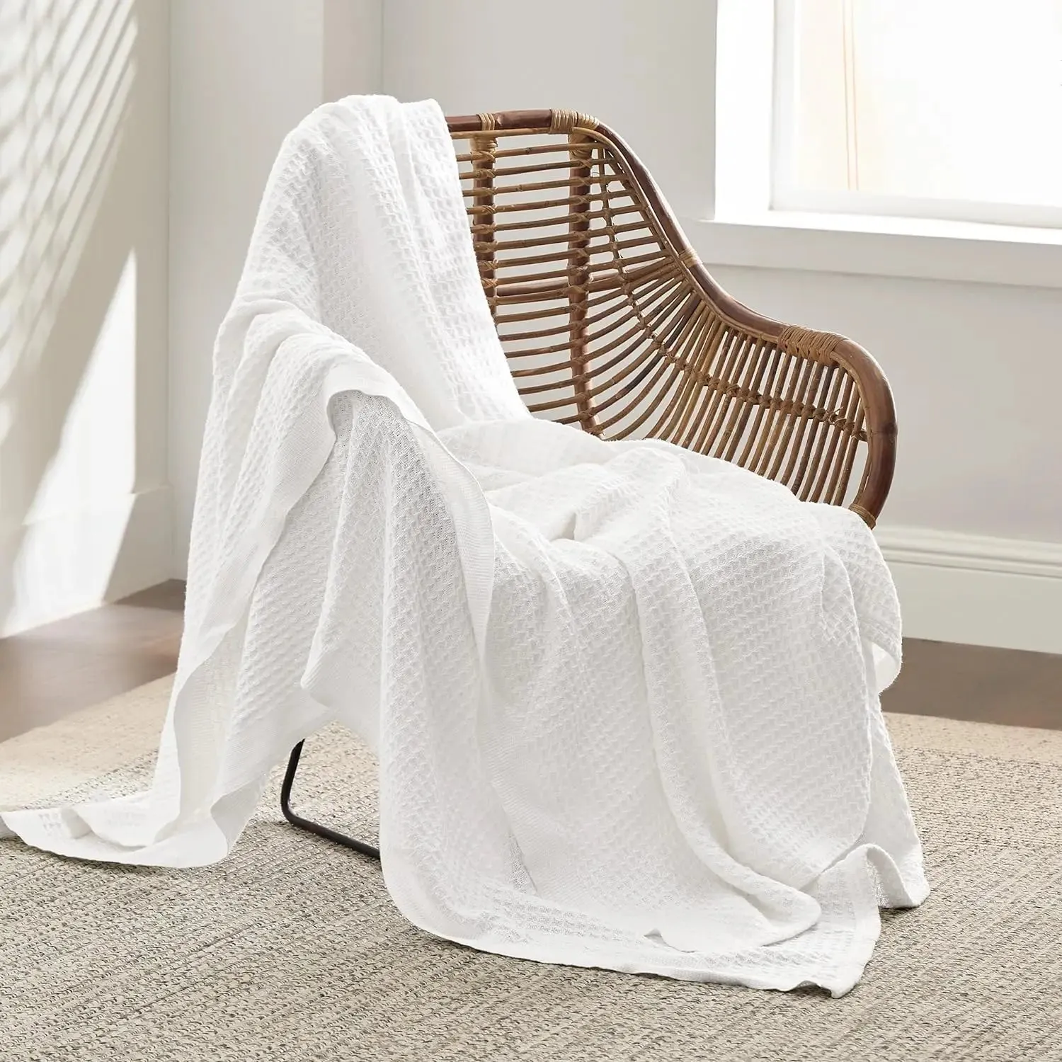 Bedsure 100% Cotton Waffle Weave Lightweight Blanket