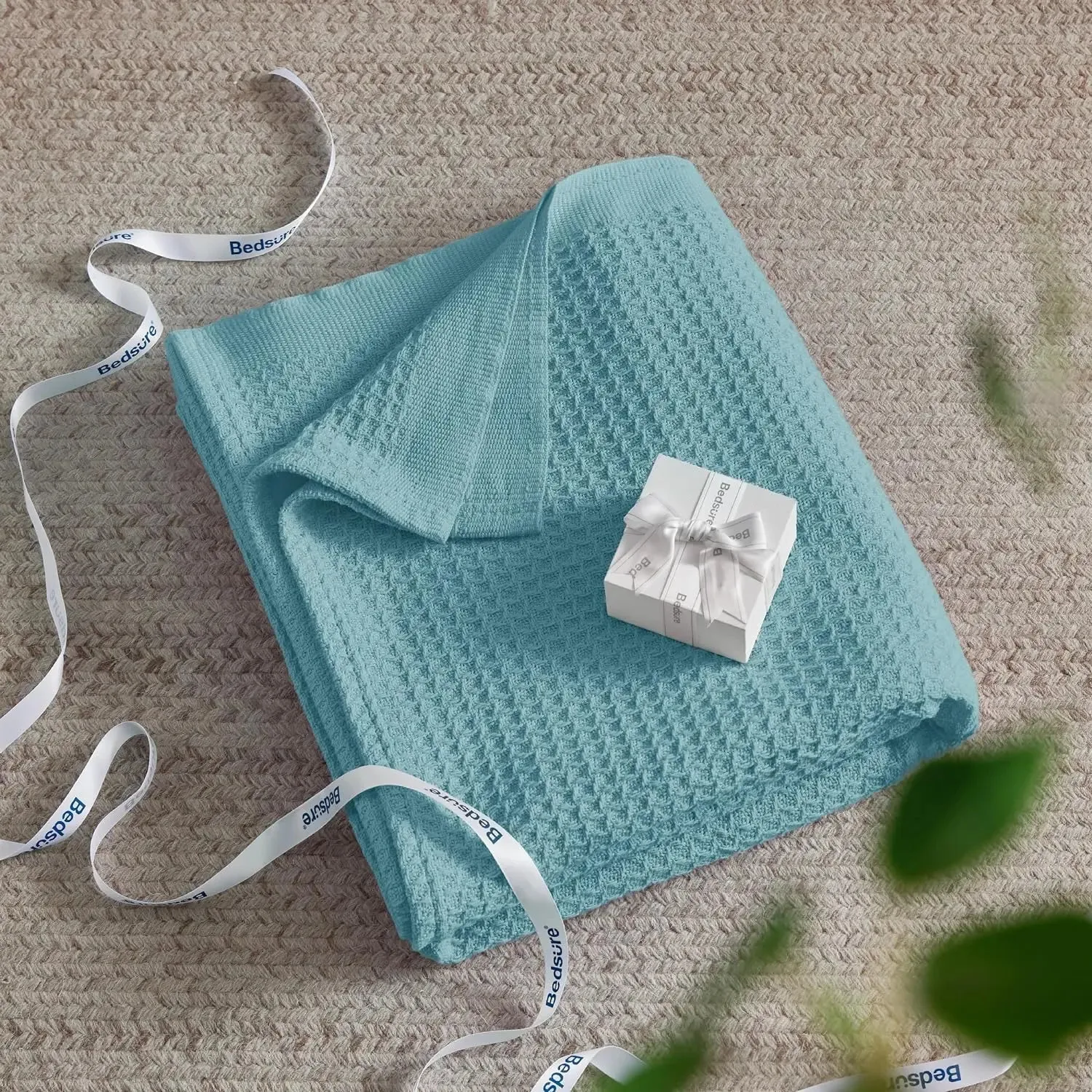 Bedsure 100% Cotton Waffle Weave Lightweight Blanket