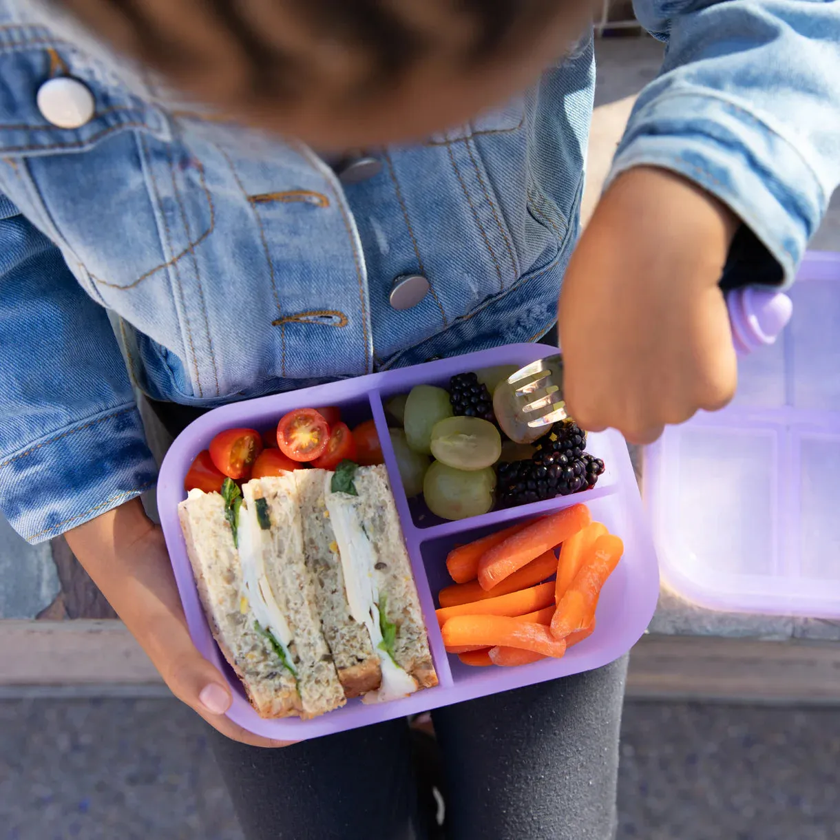 Bumkins Silicone Bento Lunch Box - Jelly Purple