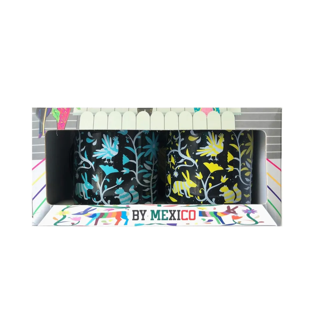 By Mexico Tenango Pocillo Peltre Duo 12 Oz Enamel 2 Piece Set Mugs