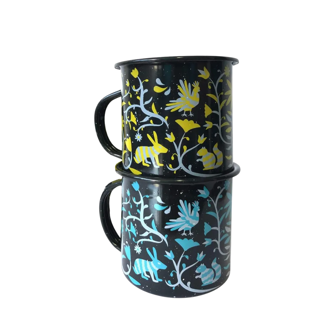 By Mexico Tenango Pocillo Peltre Duo 12 Oz Enamel 2 Piece Set Mugs