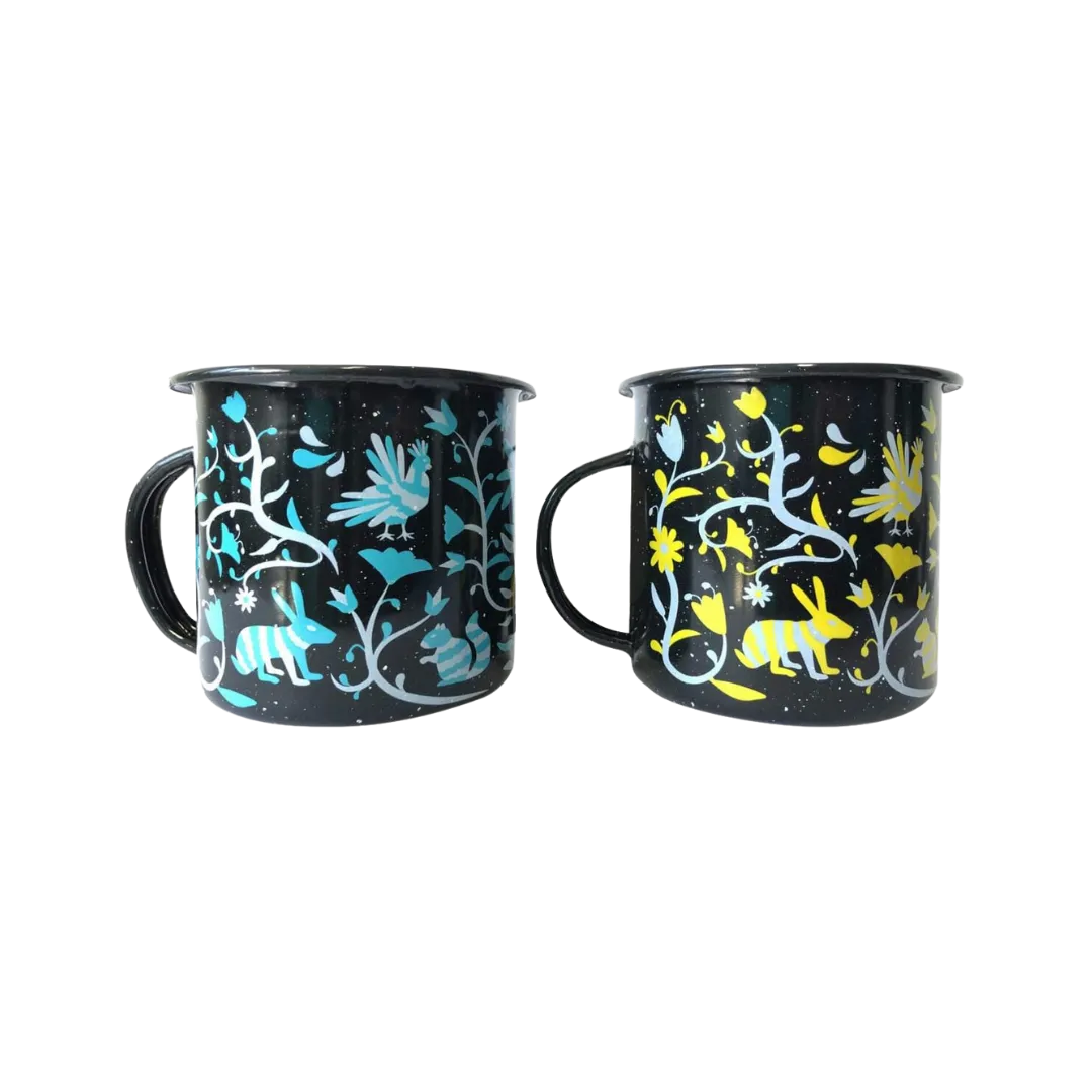 By Mexico Tenango Pocillo Peltre Duo 12 Oz Enamel 2 Piece Set Mugs