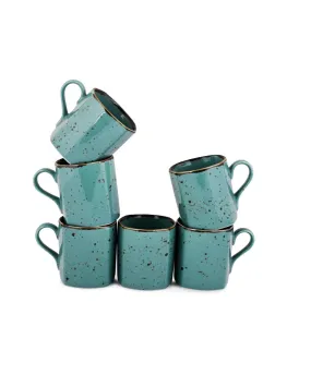 Cappuccino Green Forest Porcelain Coffee Mugs | Set of 6