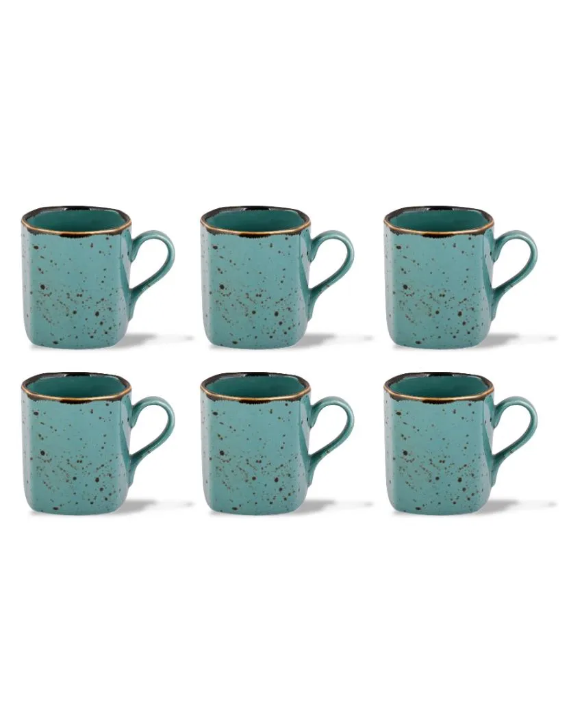 Cappuccino Green Forest Porcelain Coffee Mugs | Set of 6