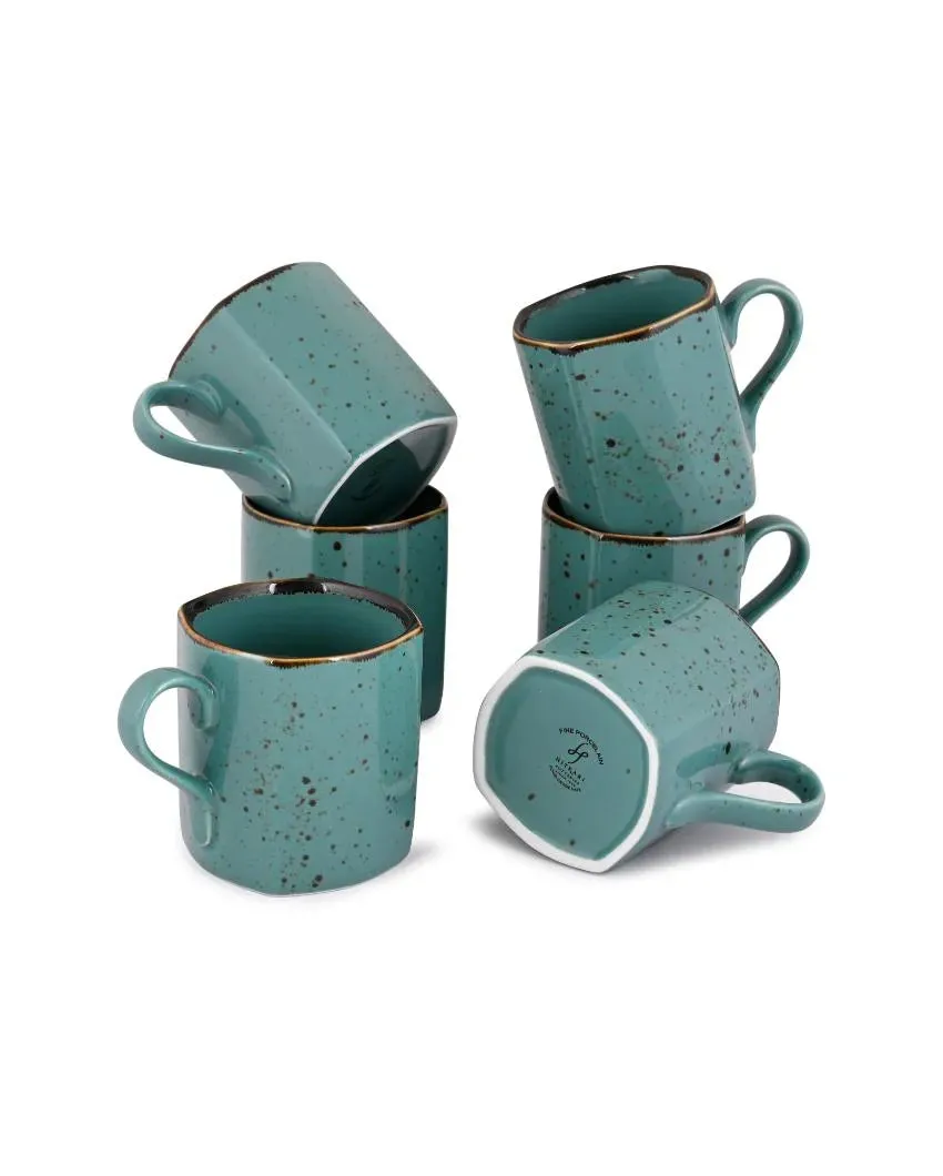 Cappuccino Green Forest Porcelain Coffee Mugs | Set of 6
