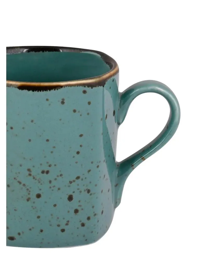 Cappuccino Green Forest Porcelain Coffee Mugs | Set of 6