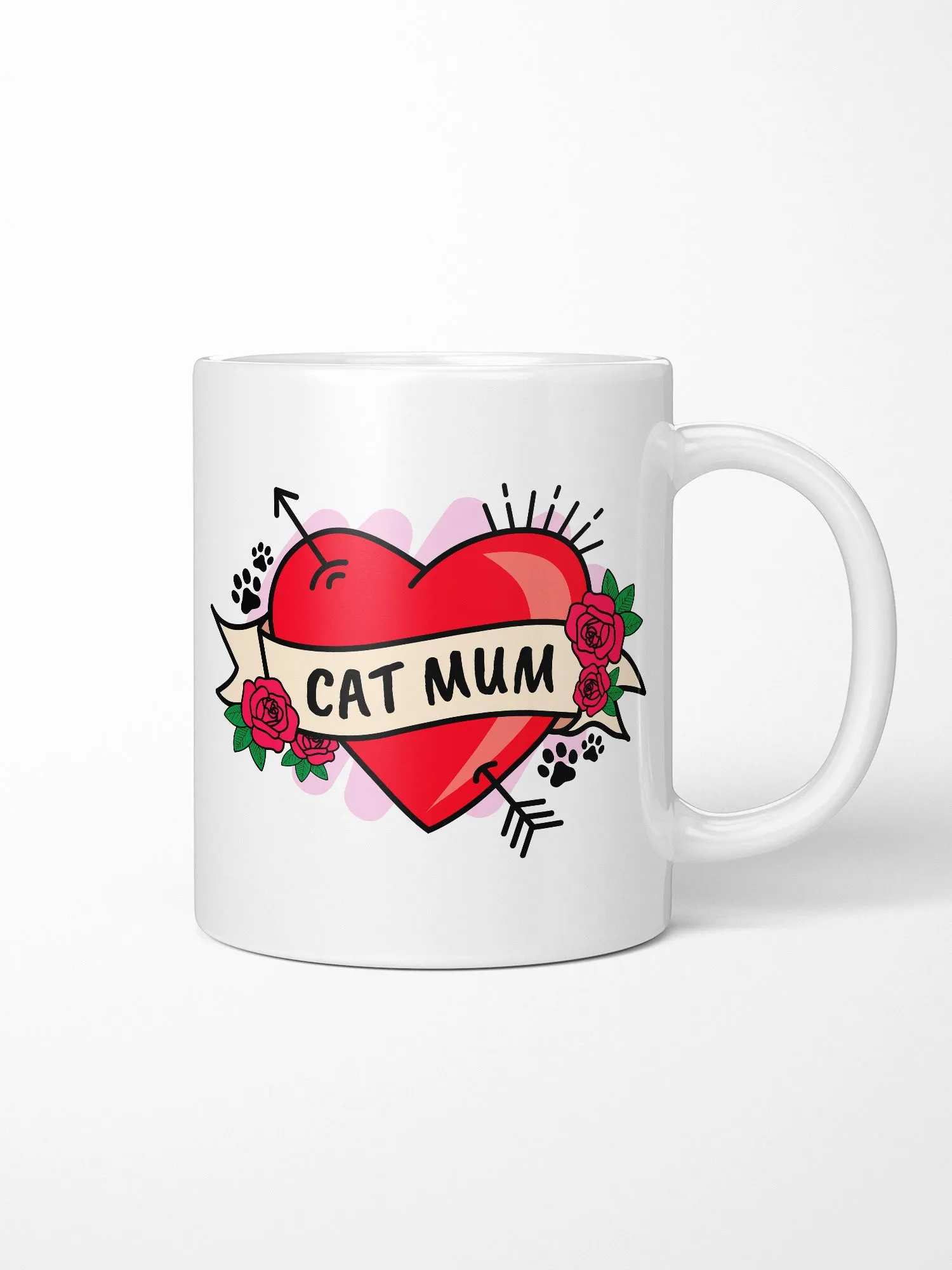 Cat Mum Heart Tattoo Ceramic Mug
