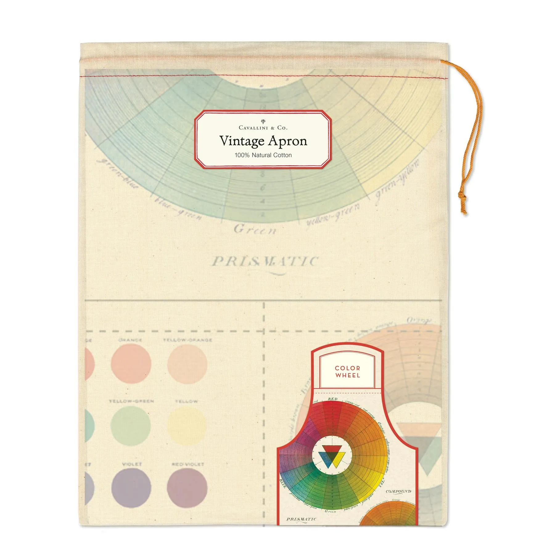 Cavallini - 100% Natural Cotton Vintage Apron - 48x80cms - Colour Wheel/System of Colours