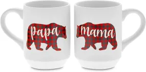 Ceramic Coffee Mugs for Couples, Papa Bear and Mama Bear (15 oz, 2 Pack)