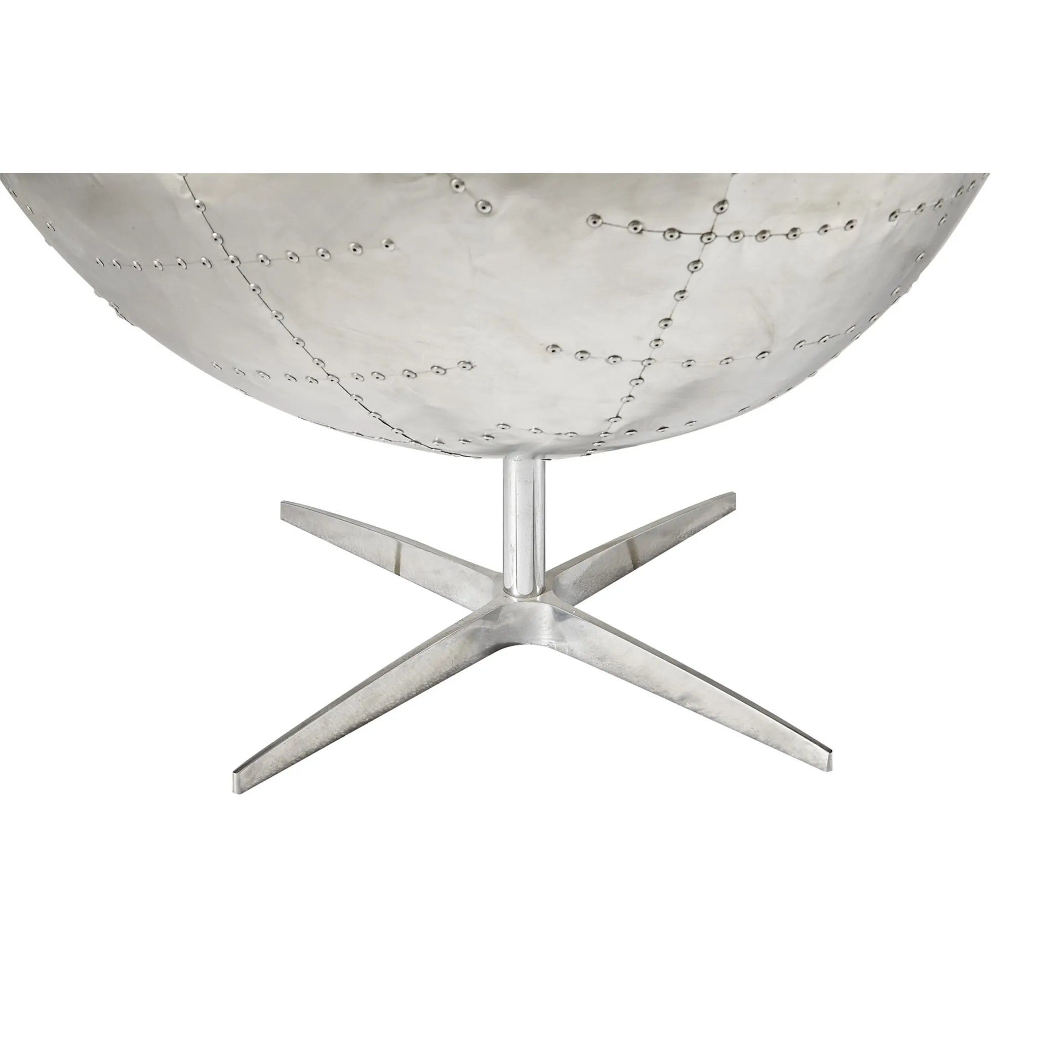 Cruz Modern Egg Chair - Brown Leather and Metal Spitfire Shell
