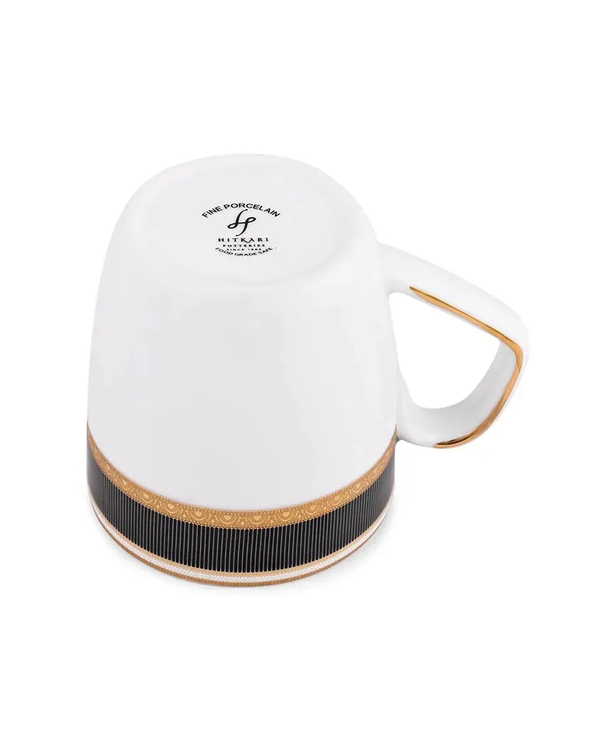 Dark Velvet Border Small Porcelain Coffee Mugs | Set of 6