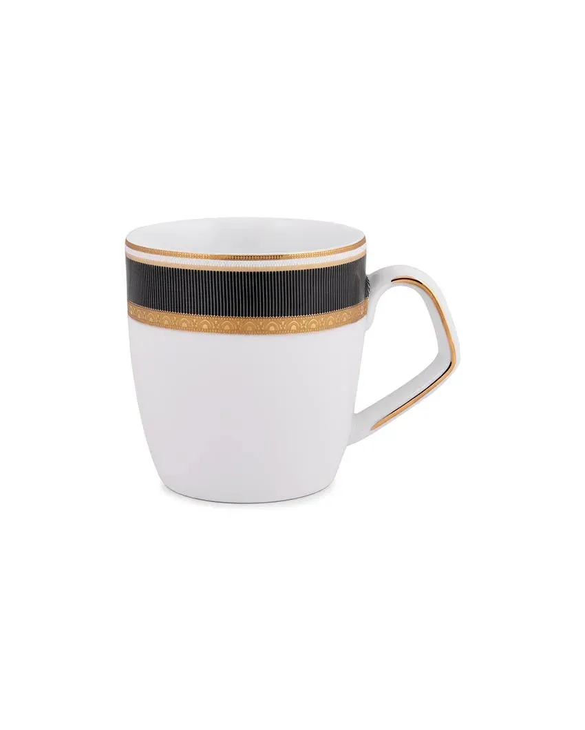 Dark Velvet Border Small Porcelain Coffee Mugs | Set of 6