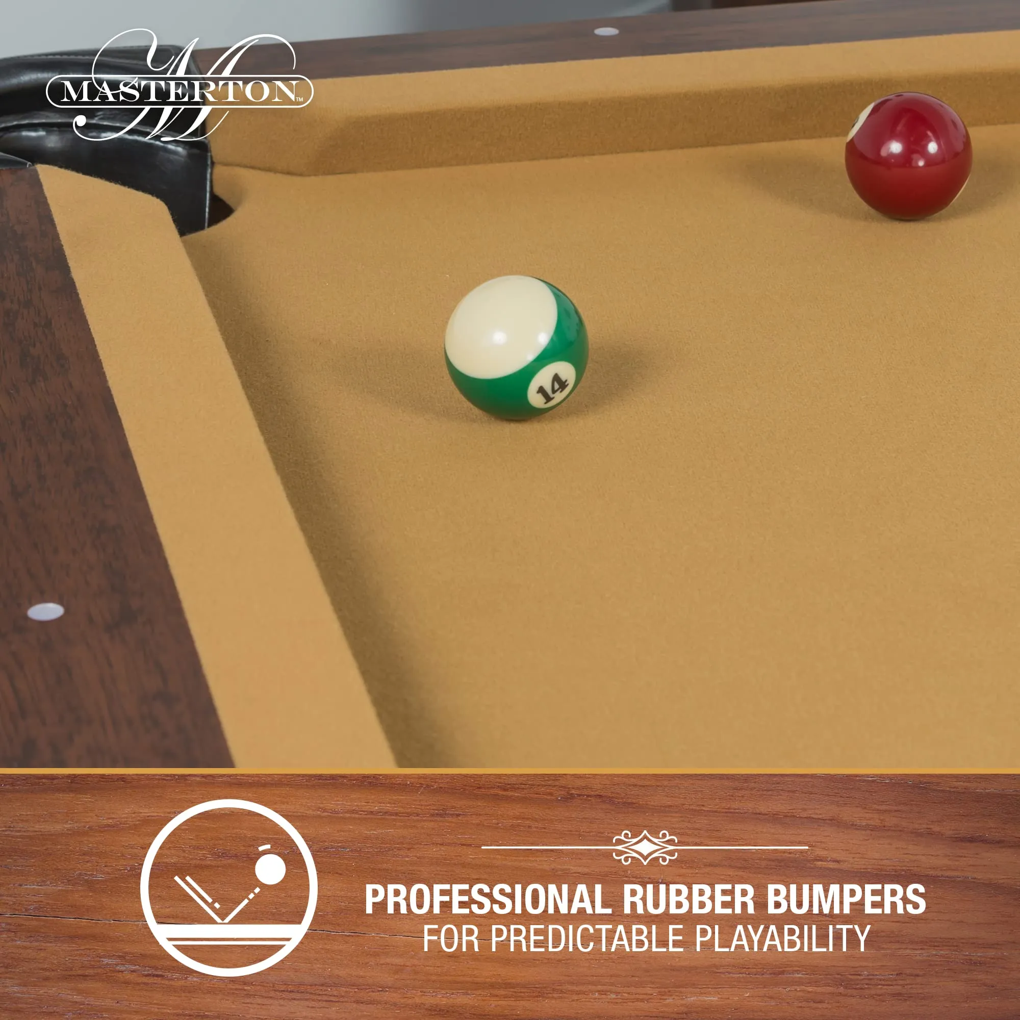 EastPoint Sports Masterton 87-Inch Pool Table - 8 Ball Pool Game Table for Billiards Indoor Games in Rec Room, Basement & Family Game Room - Available in Tan, Red, Green and Navy Felt Colors
