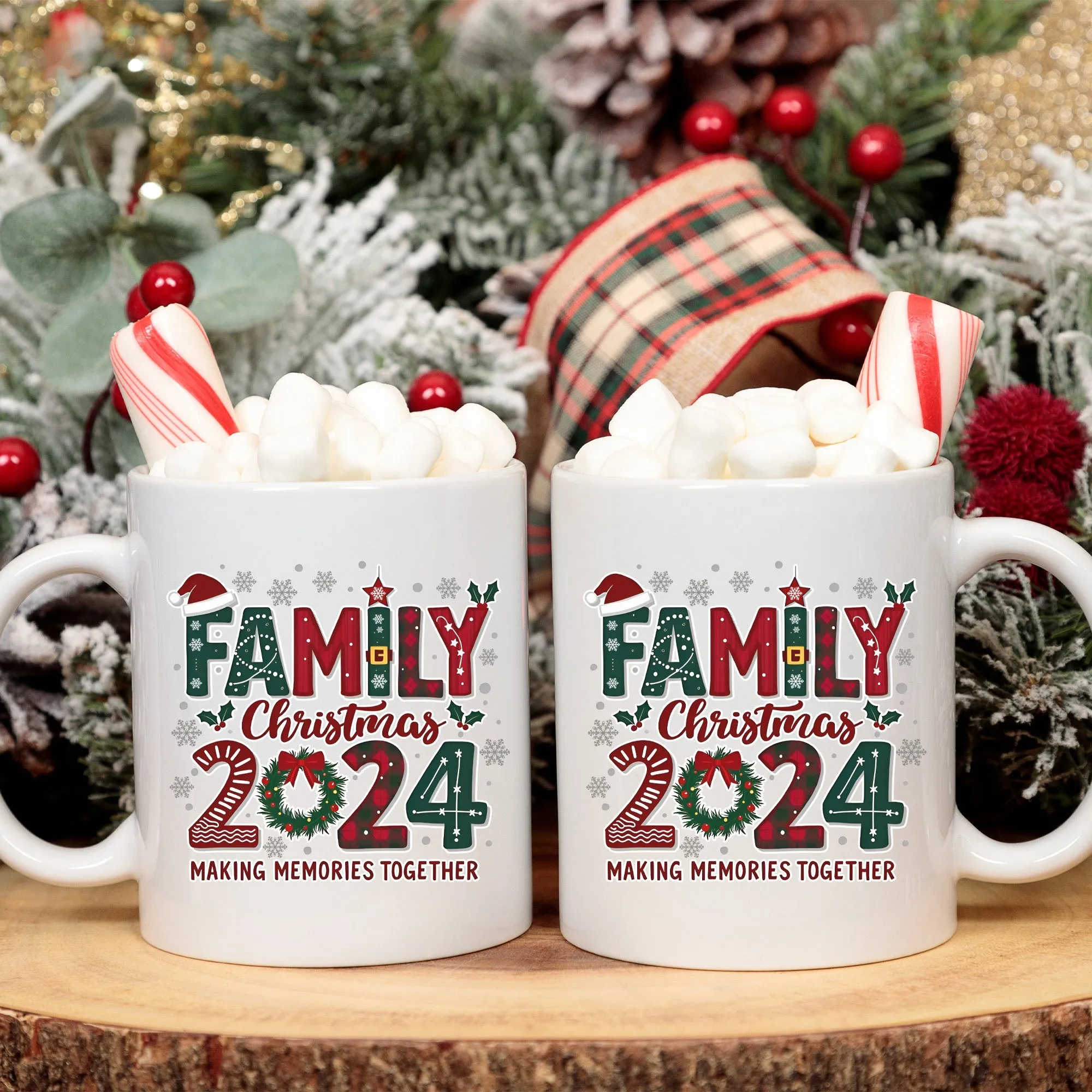 Family Christmas 2024 Mugs, Cute Family Matching Christmas Coffee Cups in sizes 11oz and 15oz