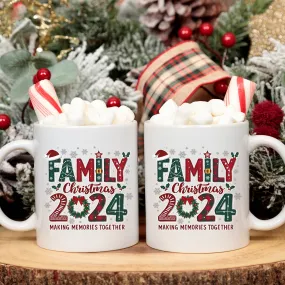 Family Christmas 2024 Mugs, Cute Family Matching Christmas Coffee Cups in sizes 11oz and 15oz