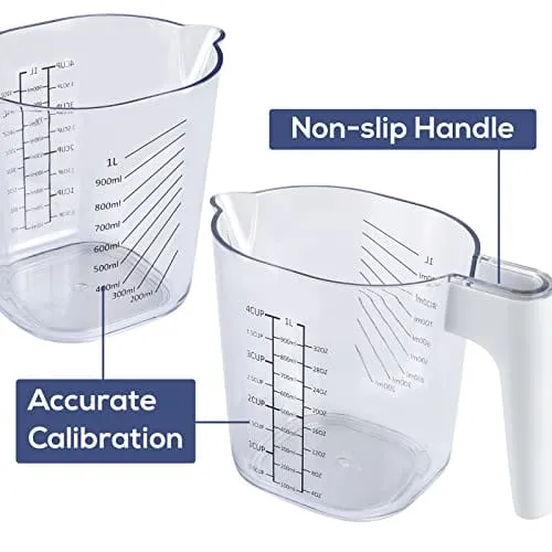 FAVIA Measuring Cups and Measuring Spoons Set of 10 Pieces Plastic Kitchen Cooking Baking Stackable Measurement BPA Free Dishwasher Safe for Liquid and Dry