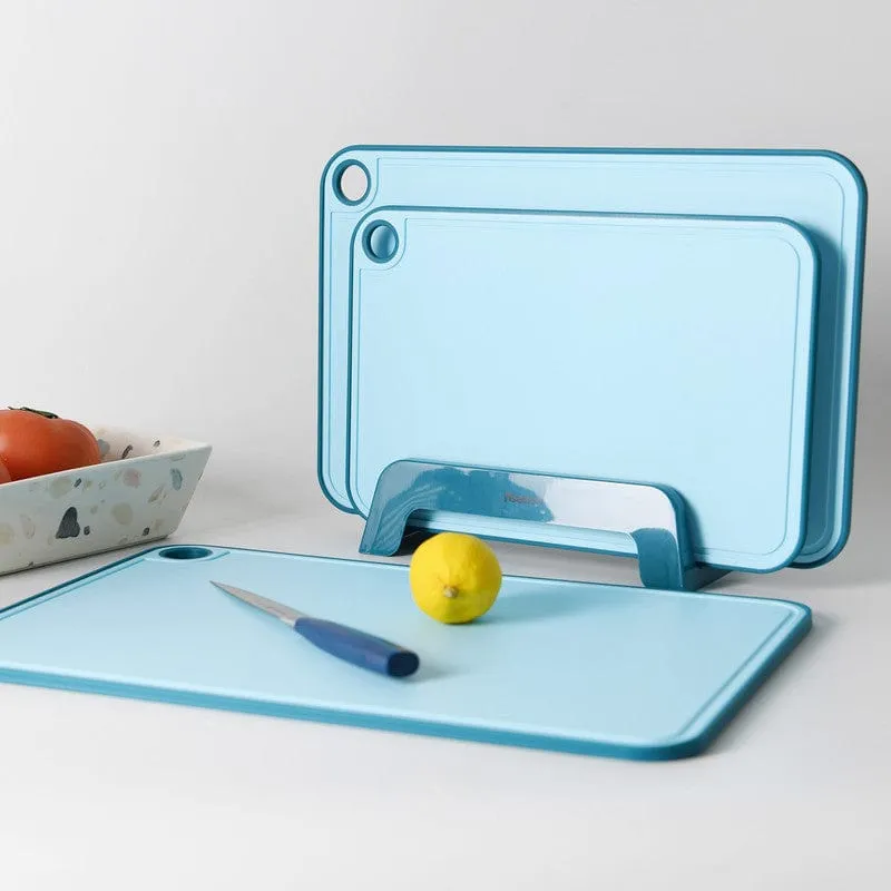 Fissman 3 Piece Chopping Boards 41X28 Cm. 36X24 Cm. 31X20 Cm With Holder Blue Plastic  Tpr