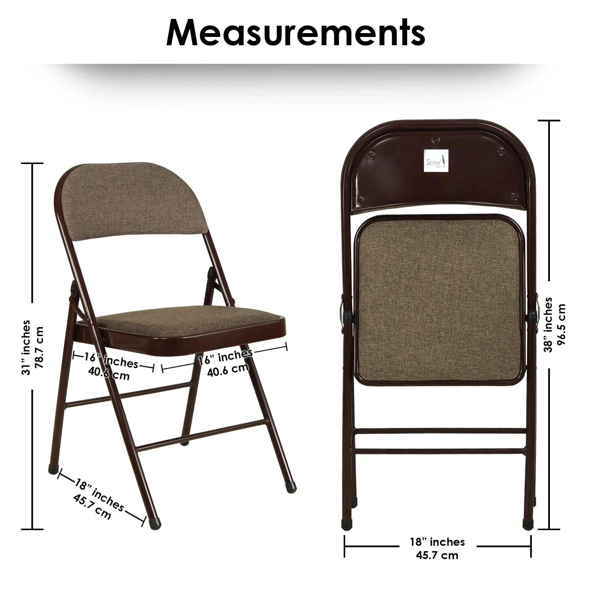 Folding Padded Brown Metal Chair