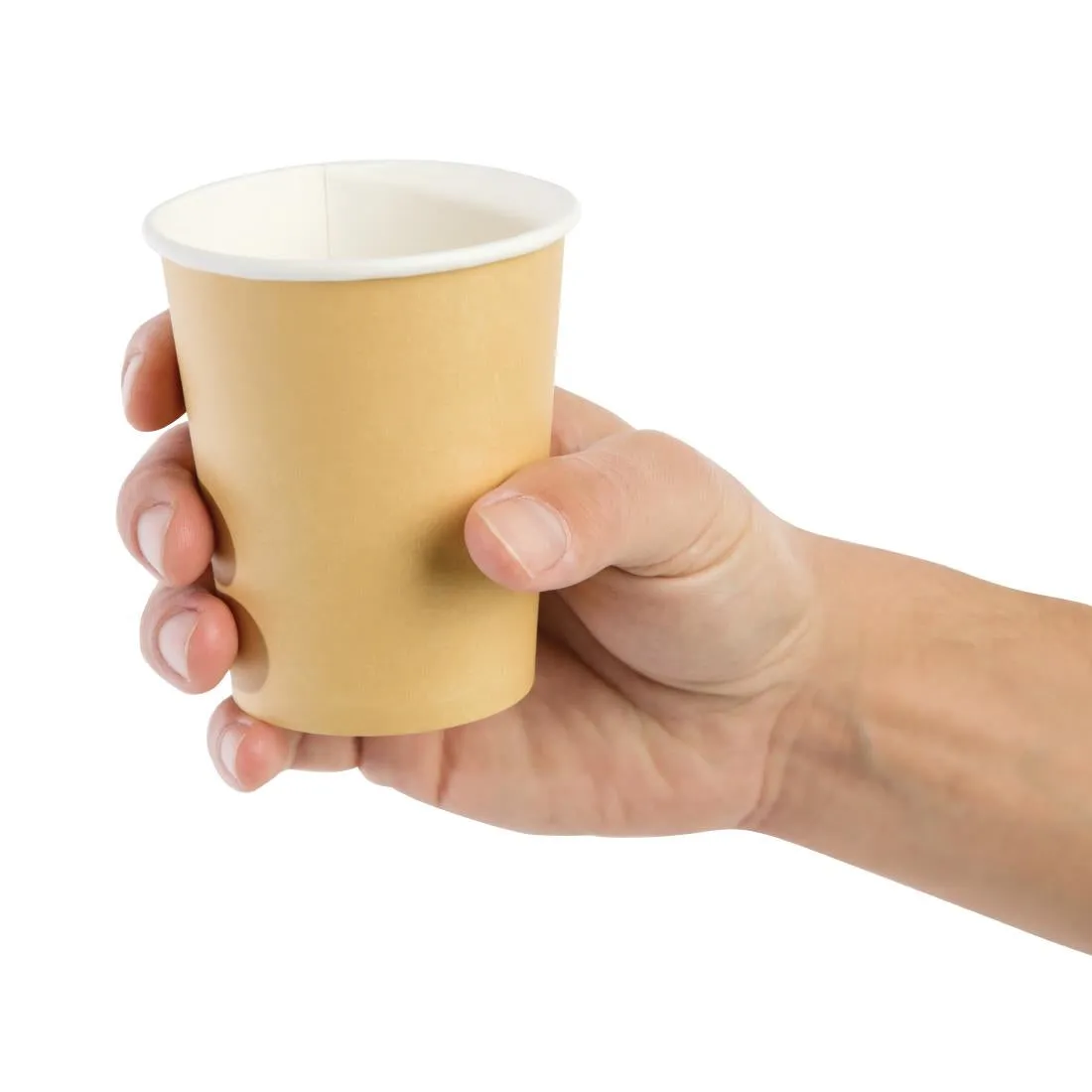 GF031 Fiesta Recyclable Coffee Cups Single Wall Kraft 225ml / 8oz (Pack of 50)