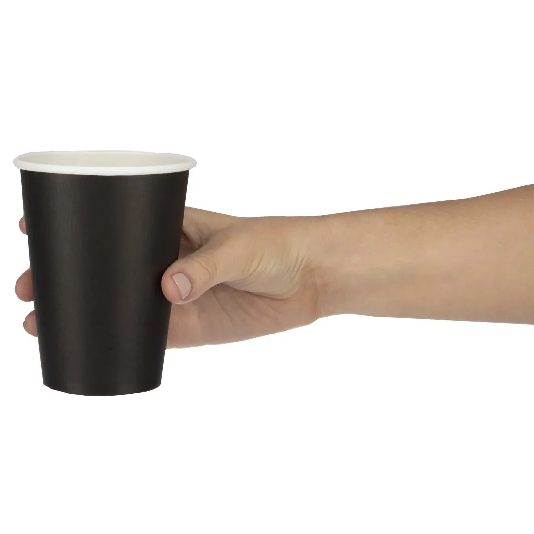 GF042 Fiesta Recyclable Coffee Cups Single Wall Black 340ml / 12oz (Pack of 1000)
