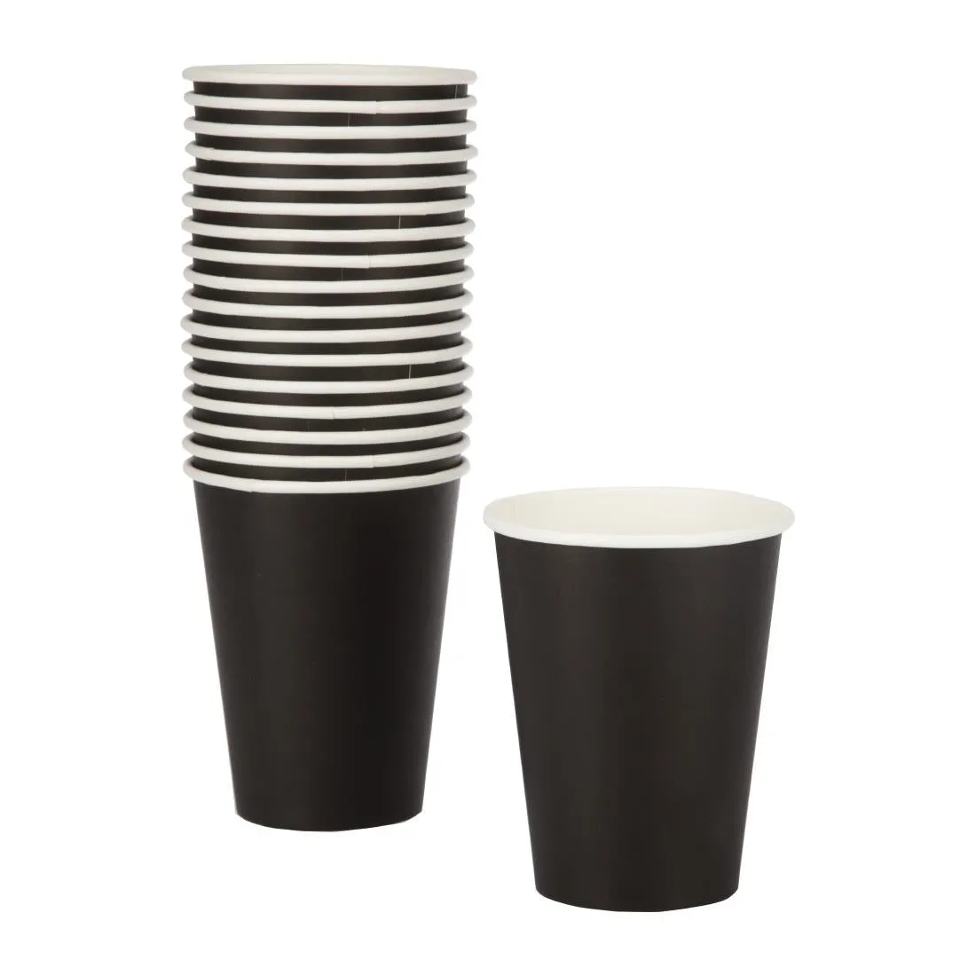 GF042 Fiesta Recyclable Coffee Cups Single Wall Black 340ml / 12oz (Pack of 1000)