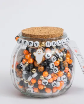 Ghost Happy Halloween Glass Pumpkin DIY Bead Jar