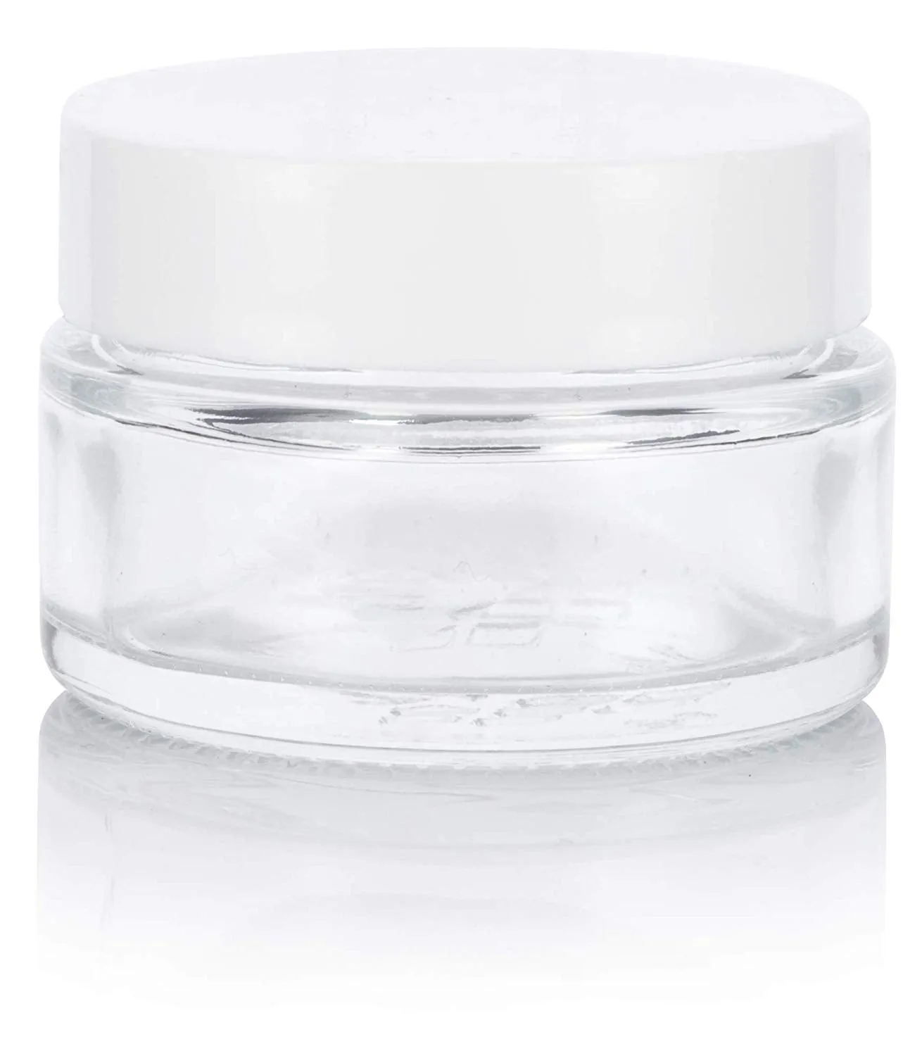 Glass Low Profile Balm Jar in Clear with White Foam Lined Lid (12 Pack)