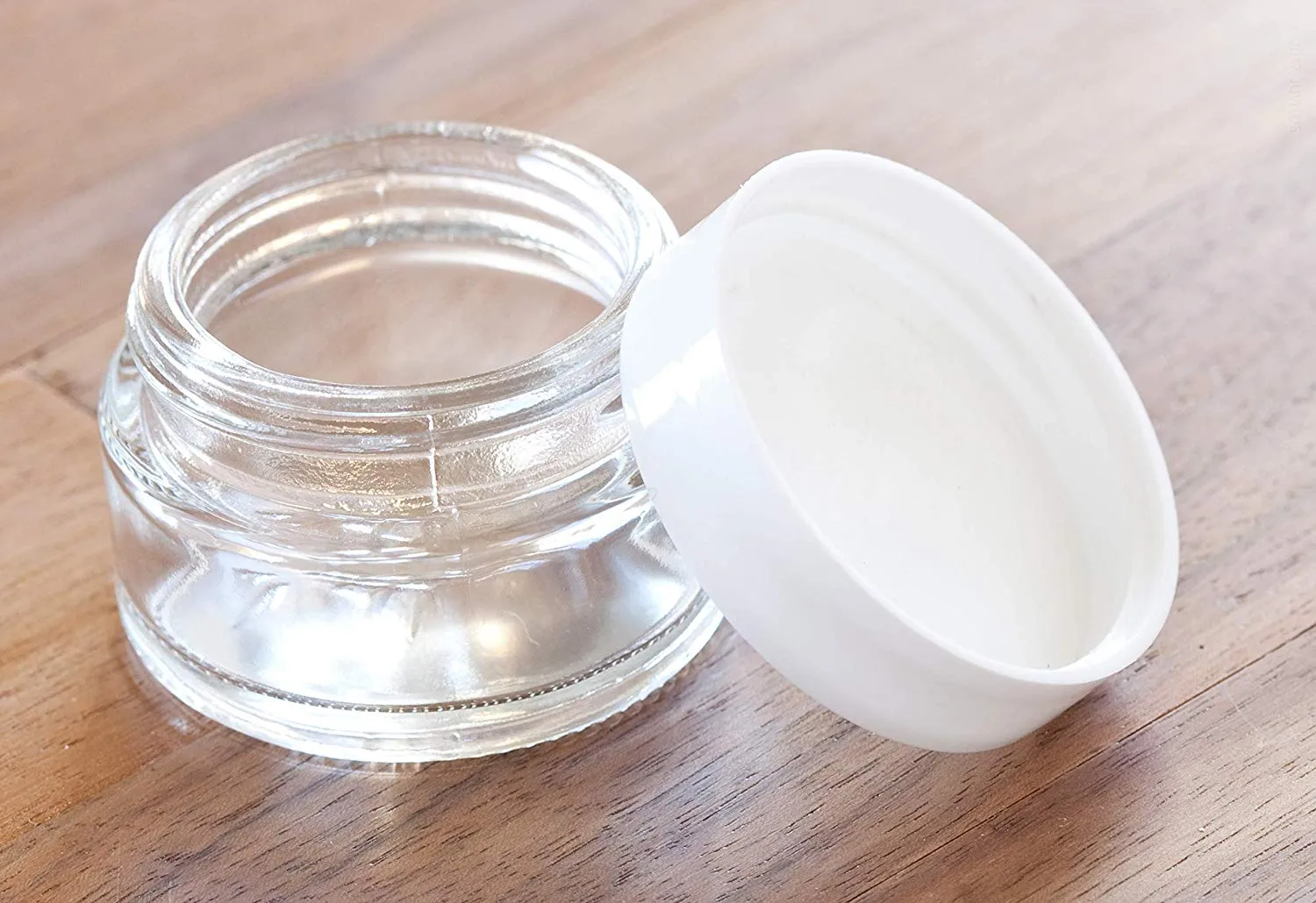 Glass Low Profile Balm Jar in Clear with White Foam Lined Lid (12 Pack)