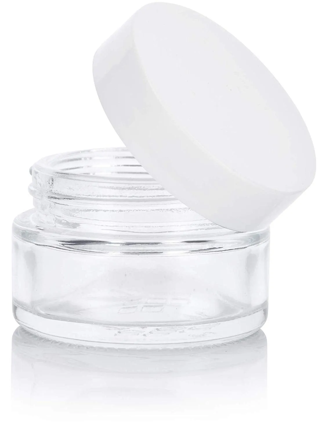 Glass Low Profile Balm Jar in Clear with White Foam Lined Lid (12 Pack)
