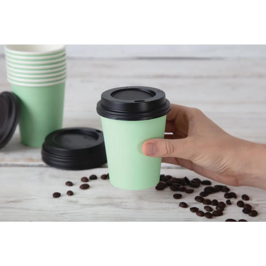 GP403 Fiesta Disposable Coffee Cups Single Wall Turquoise 225ml / 8oz (Pack of 1000)