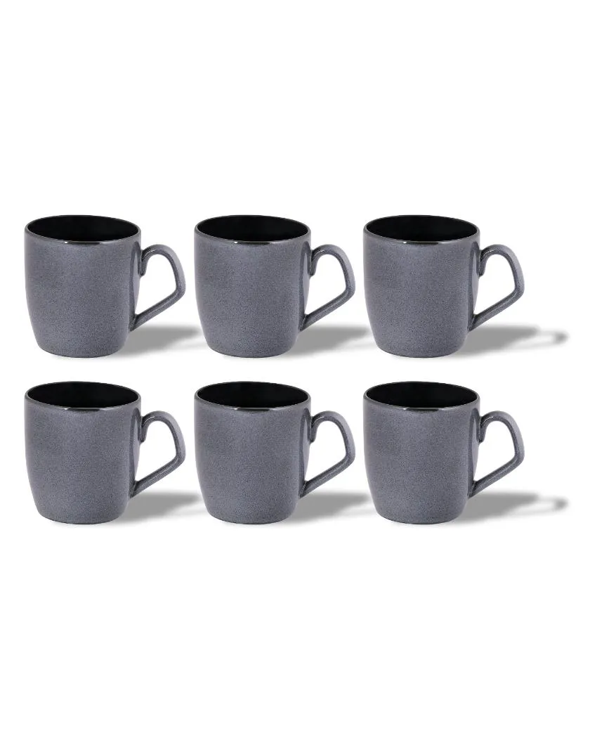 Grey Night Porcelain Coffee Mugs | Set of 6