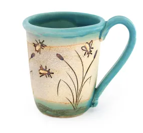 Hand Etched Wildlife Mug - Bees - Caribbean Blue