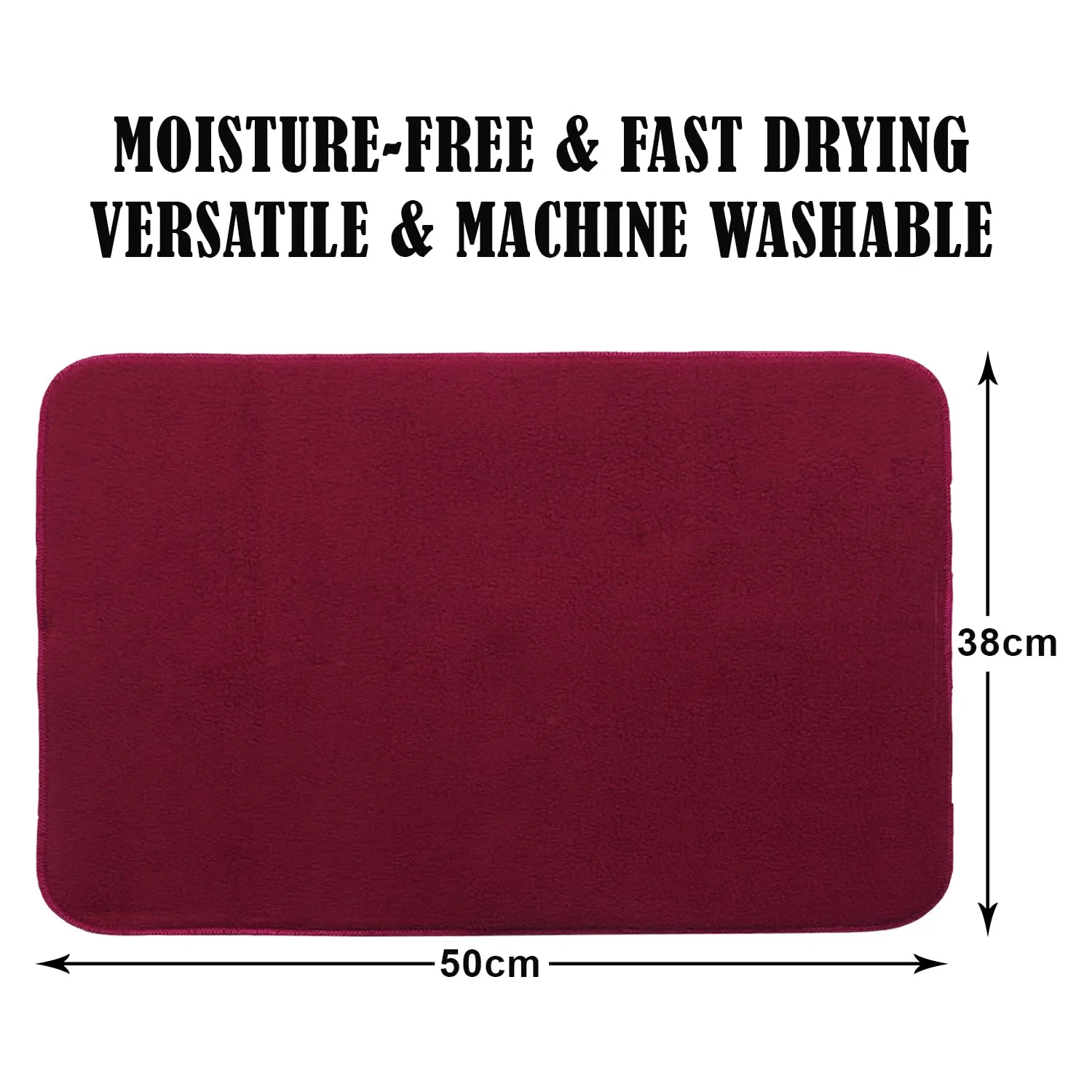 Heart Home Dish Drying Mat | Microfiber Kitchen water Absorbent Mat | Reversible Drying Mat for Kitchen Utensils | Kitchen Utensils Mat | 38x50 cm | Maroon