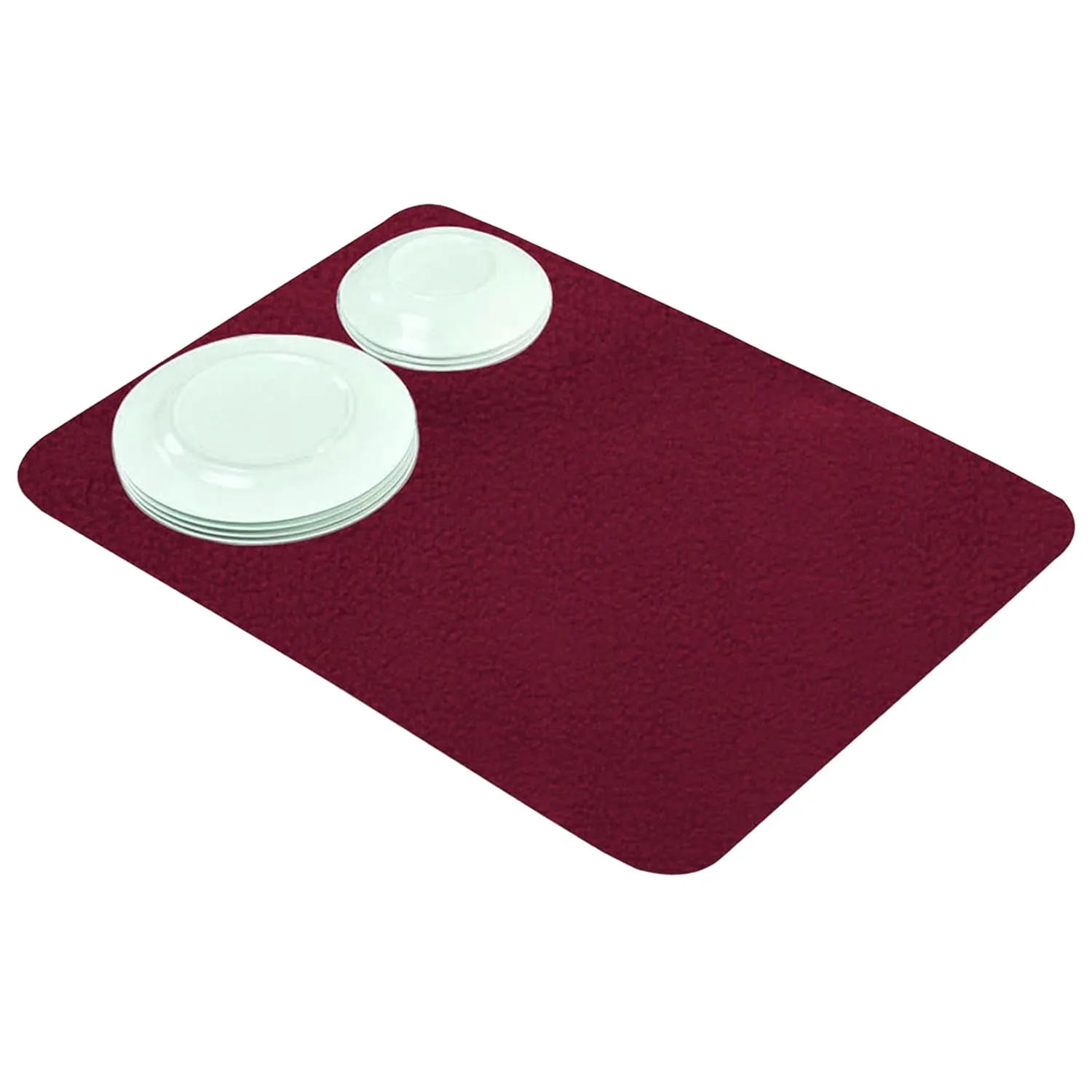 Heart Home Dish Drying Mat | Microfiber Kitchen water Absorbent Mat | Reversible Drying Mat for Kitchen Utensils | Kitchen Utensils Mat | 38x50 cm | Maroon