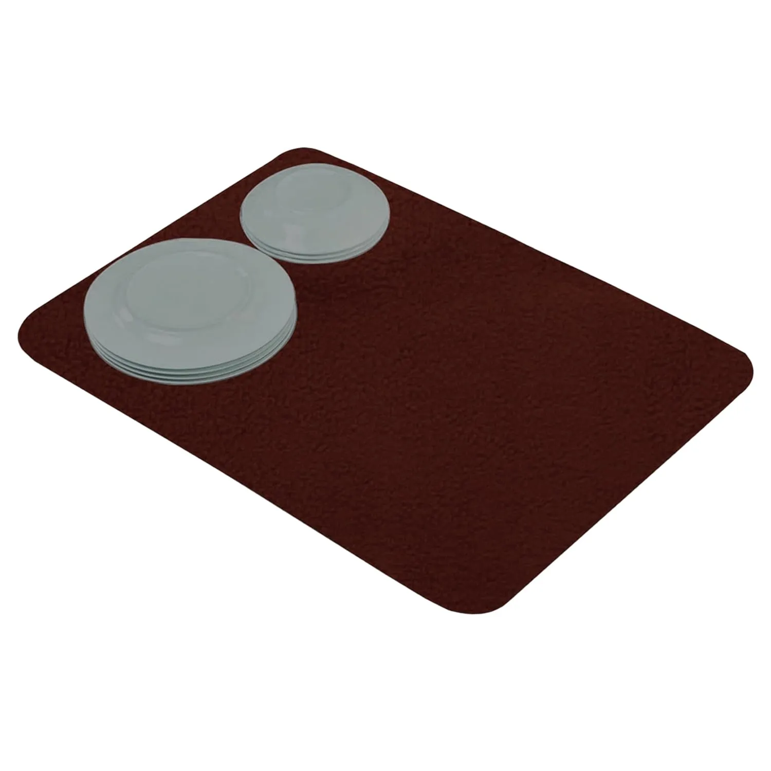 Heart Home Dish Drying Mat | Microfiber Kitchen water Absorbent Mat | Reversible Drying Mat for Kitchen Utensils | Kitchen Utensils Mat | 50x70 cm | Pack of 2 | Brown