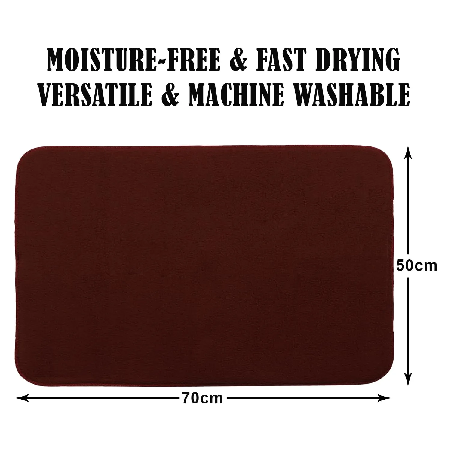 Heart Home Dish Drying Mat | Microfiber Kitchen water Absorbent Mat | Reversible Drying Mat for Kitchen Utensils | Kitchen Utensils Mat | 50x70 cm | Pack of 2 | Brown