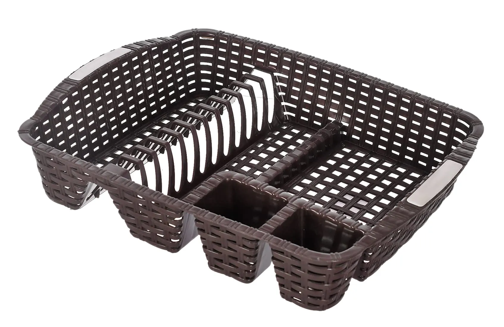 Heart Home Durable Plastic Dish Rack Utensil Drainer Drying Basket for Kitchen Without Tray (Brown)-46HH0381