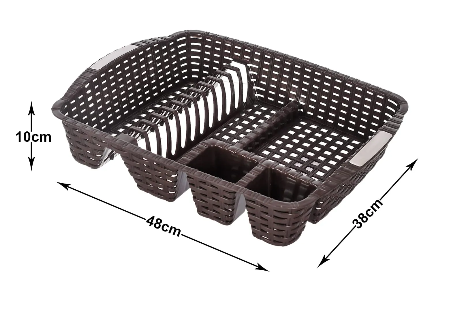 Heart Home Durable Plastic Dish Rack Utensil Drainer Drying Basket for Kitchen Without Tray (Brown)-46HH0381