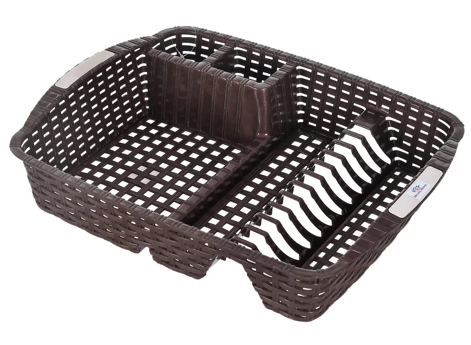 Heart Home Durable Plastic Dish Rack Utensil Drainer Drying Basket for Kitchen Without Tray (Brown)-46HH0381