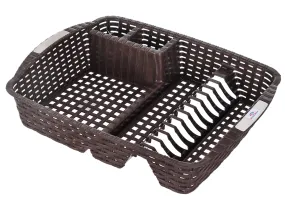 Heart Home Durable Plastic Dish Rack Utensil Drainer Drying Basket for Kitchen Without Tray (Brown)-46HH0381