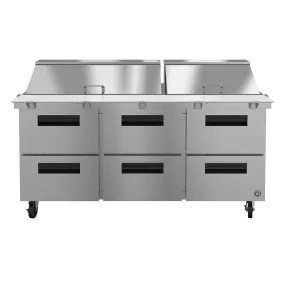Hoshizaki SR72B-30MD6 72" Steelheart Series Stainless Steel Sandwich/Salad Prep Table with Refrigerated Base, 115v