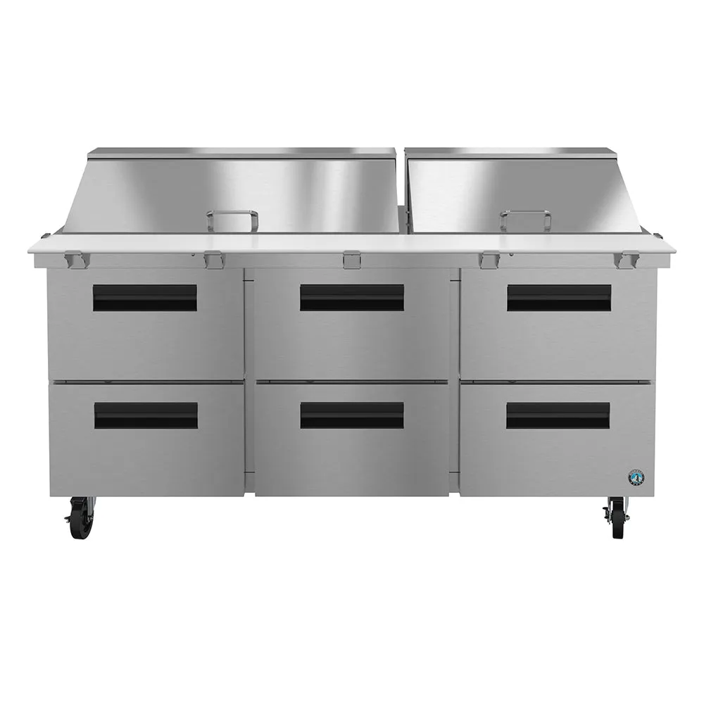 Hoshizaki SR72B-30MD6 72" Steelheart Series Stainless Steel Sandwich/Salad Prep Table with Refrigerated Base, 115v